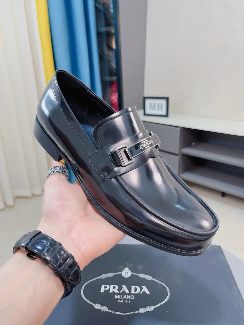 Men's shoes 💰540🌹🌹【PRADA Leather Shoes】Top purchasing agency Original imported Italian custom-made open-edge beaded cowhide leather surface, fully imported water-dyed breathable cowhide lining, original factory special molded sole super comfortable, size: 38-44